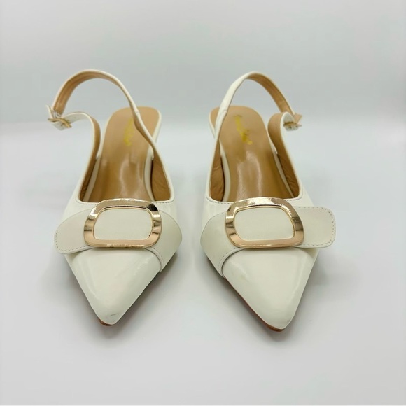 Venus Celia Shoes - VenusCelia Women's Charming Lady White Slingback Pump Shoe, Size: 9M